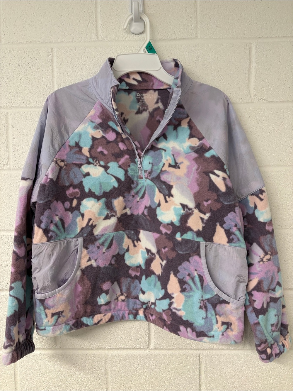OshKosh B'gosh Lavender Floral Half-Zip Teddy Pullover